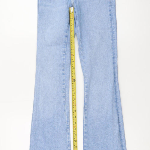 Zara Women Blue Flared Mid Rise Stretch Denim Jeans Size 6