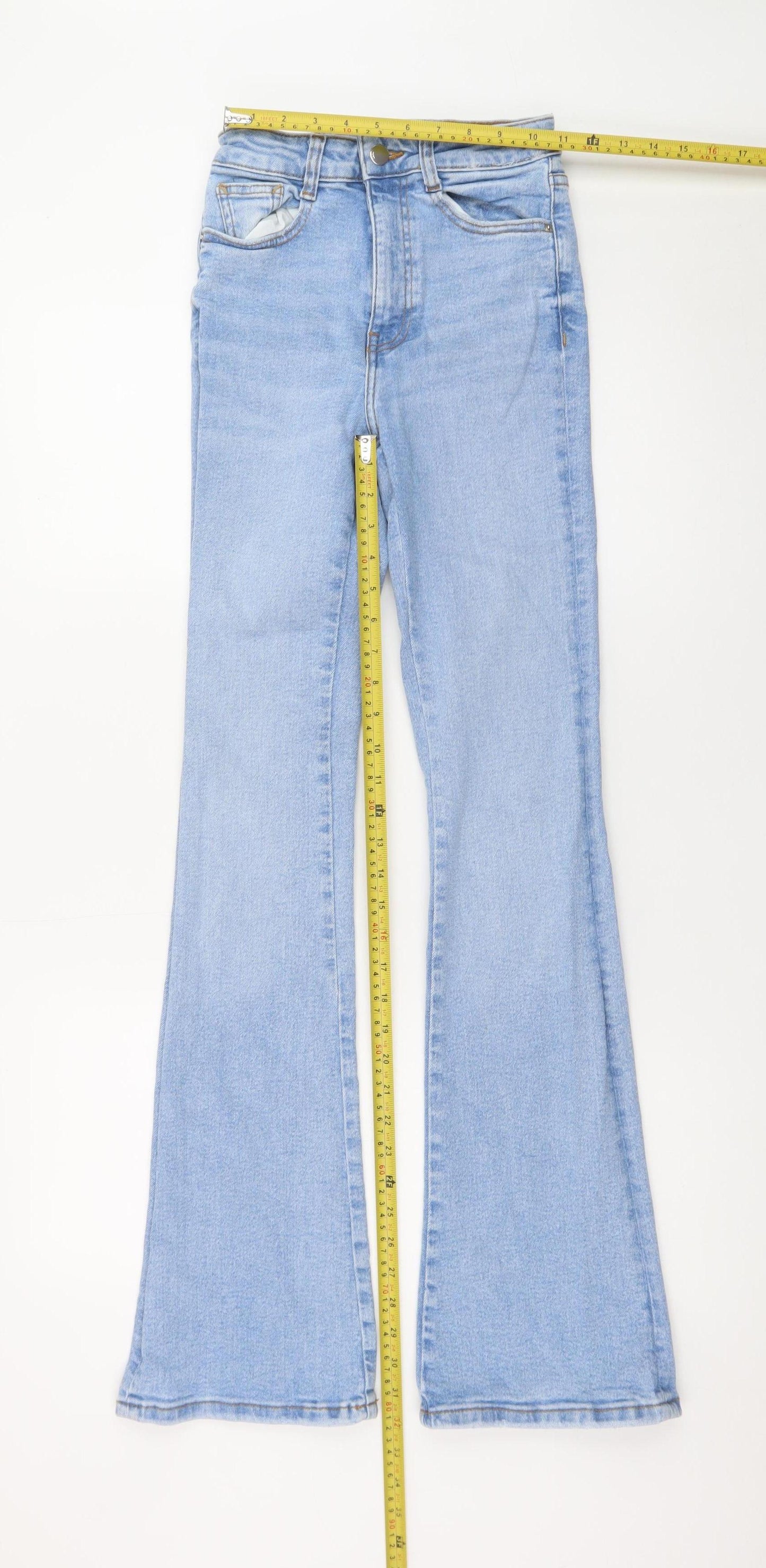 Zara Women Blue Flared Mid Rise Stretch Denim Jeans Size 6