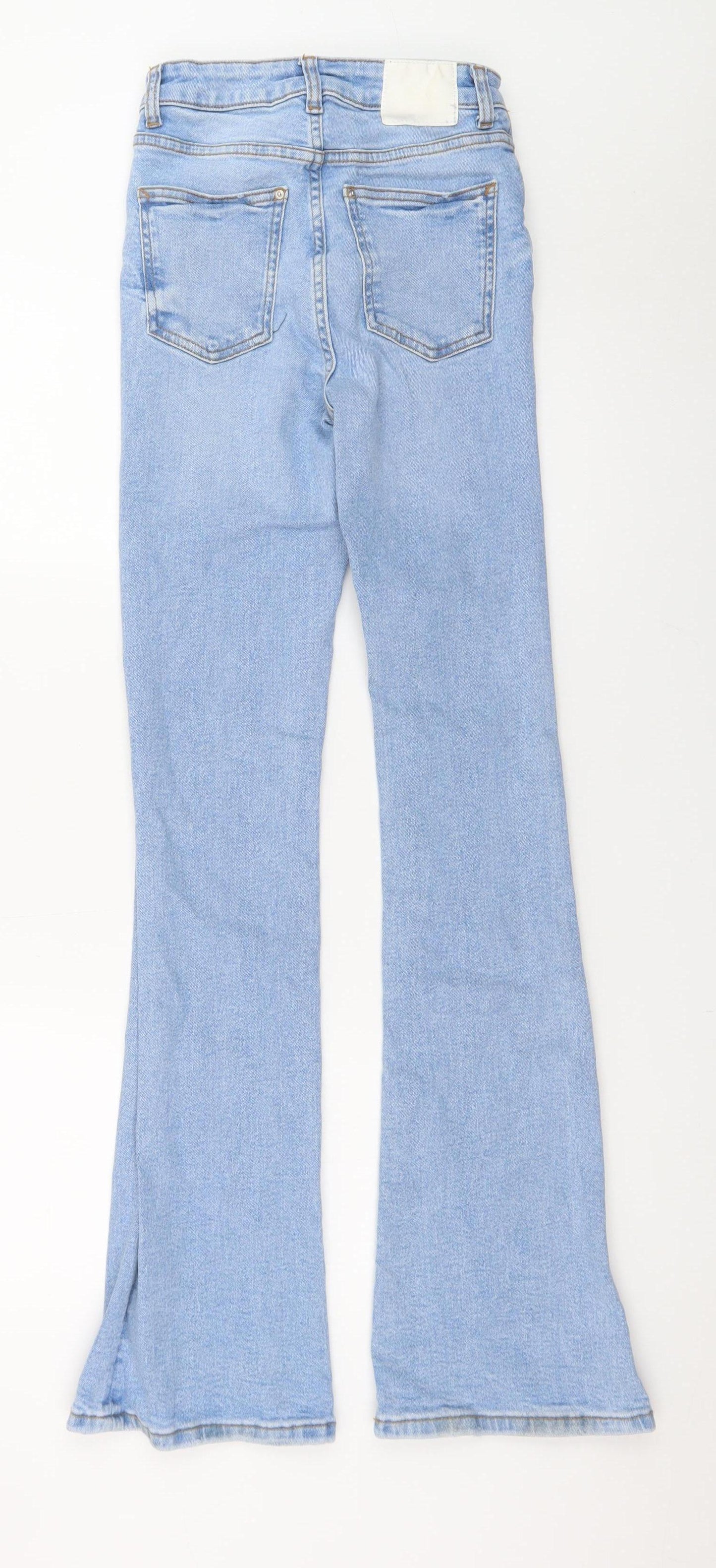 Zara Women Blue Flared Mid Rise Stretch Denim Jeans Size 6