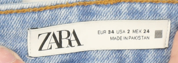 Zara Women Blue Flared Mid Rise Stretch Denim Jeans Size 6