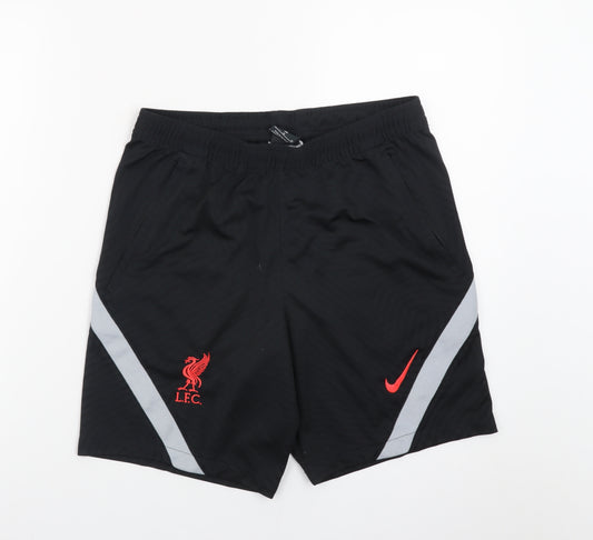 Nike LFC Men Black Dri-Fit Sports Shorts M Elastic Waist Football