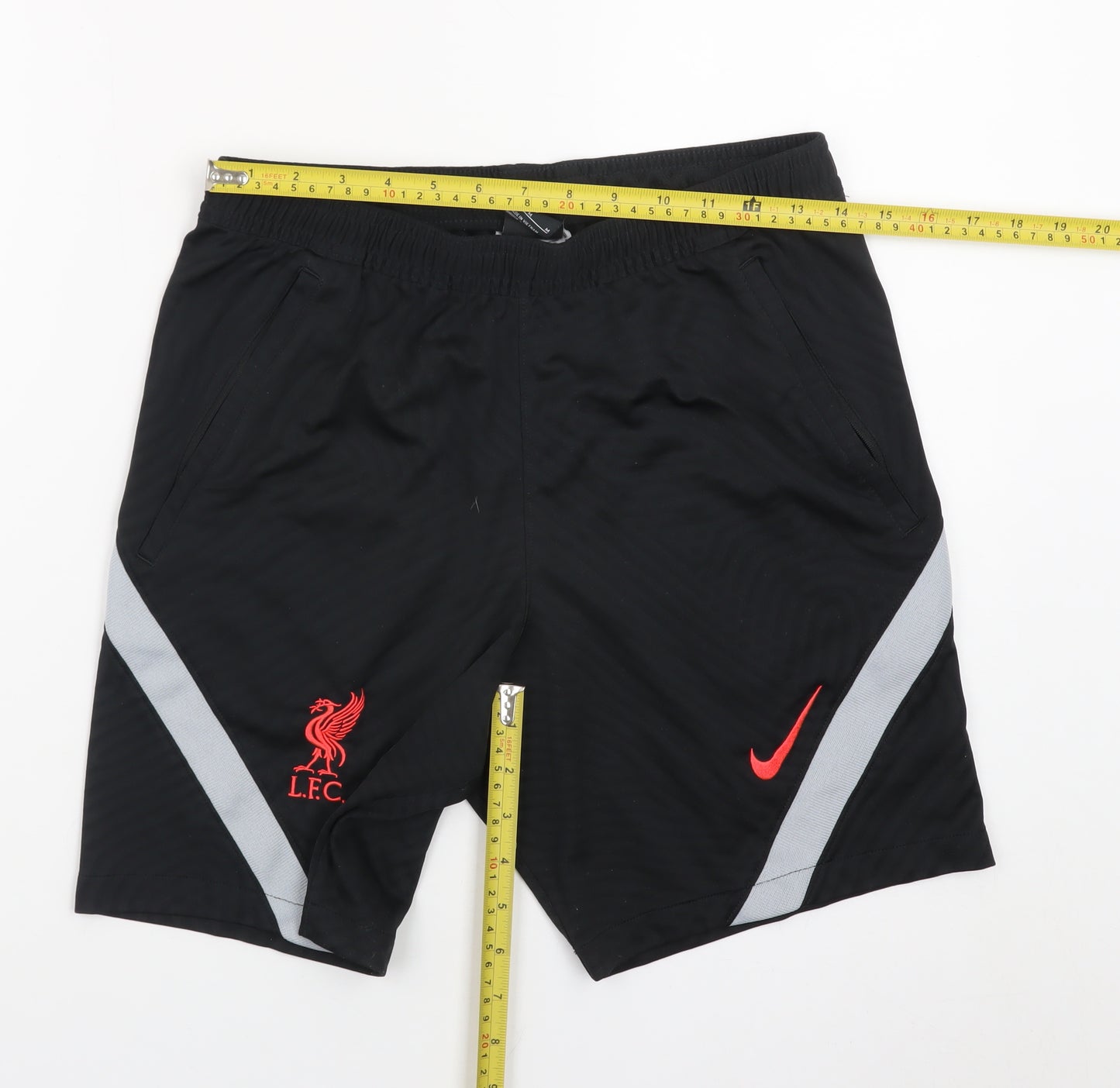 Nike LFC Men Black Dri-Fit Sports Shorts M Elastic Waist Football