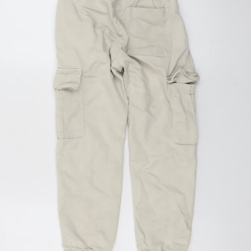Zara Boys Beige Cargo Trousers 9 Years Elastic Waist Twill Pants