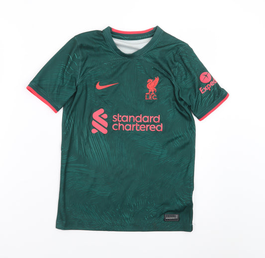 Nike Boys Green Liverpool FC Dri-FIT Football Jersey T-Shirt Size M
