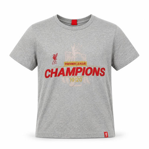 Liverpool FC Boys Grey 9-10 Years Premier League Champions T-Shirt
