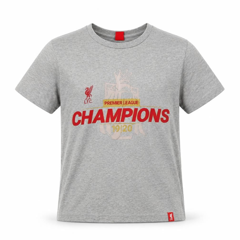 Liverpool FC Boys Grey 9-10 Years Premier League Champions T-Shirt