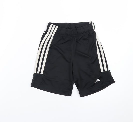 adidas Boys Black 7-8 Years Athletic Football Shorts with Elastic Waist