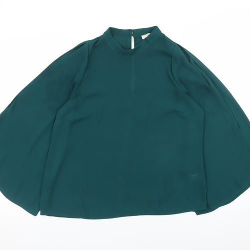 Oasis Women Green High Neck Kimono Sleeve Tunic Blouse Size 14
