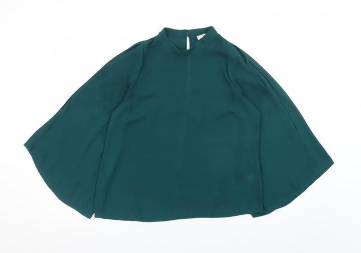 Oasis Women Green High Neck Kimono Sleeve Tunic Blouse Size 14