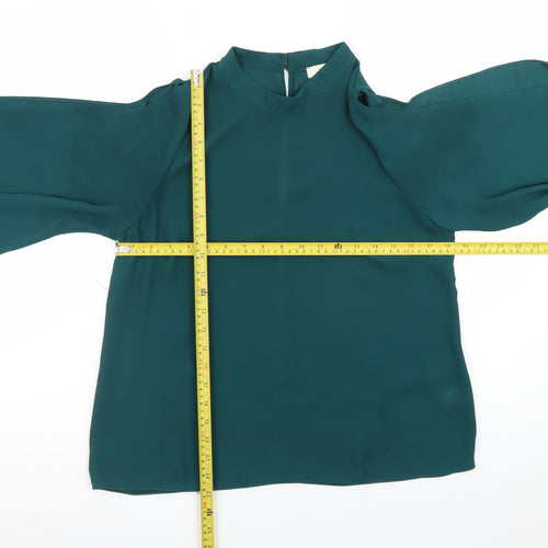 Oasis Women Green High Neck Kimono Sleeve Tunic Blouse Size 14