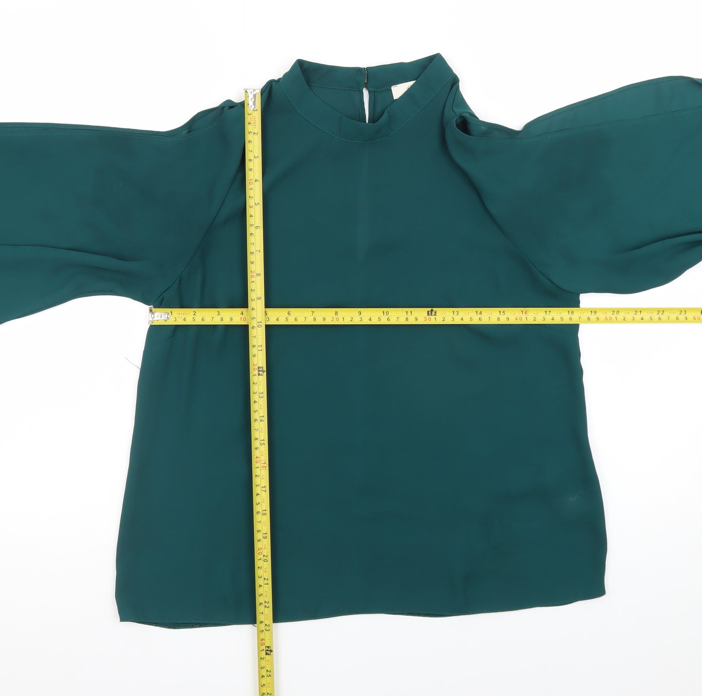 Oasis Women Green High Neck Kimono Sleeve Tunic Blouse Size 14