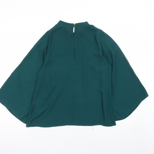 Oasis Women Green High Neck Kimono Sleeve Tunic Blouse Size 14