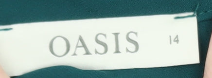 Oasis Women Green High Neck Kimono Sleeve Tunic Blouse Size 14