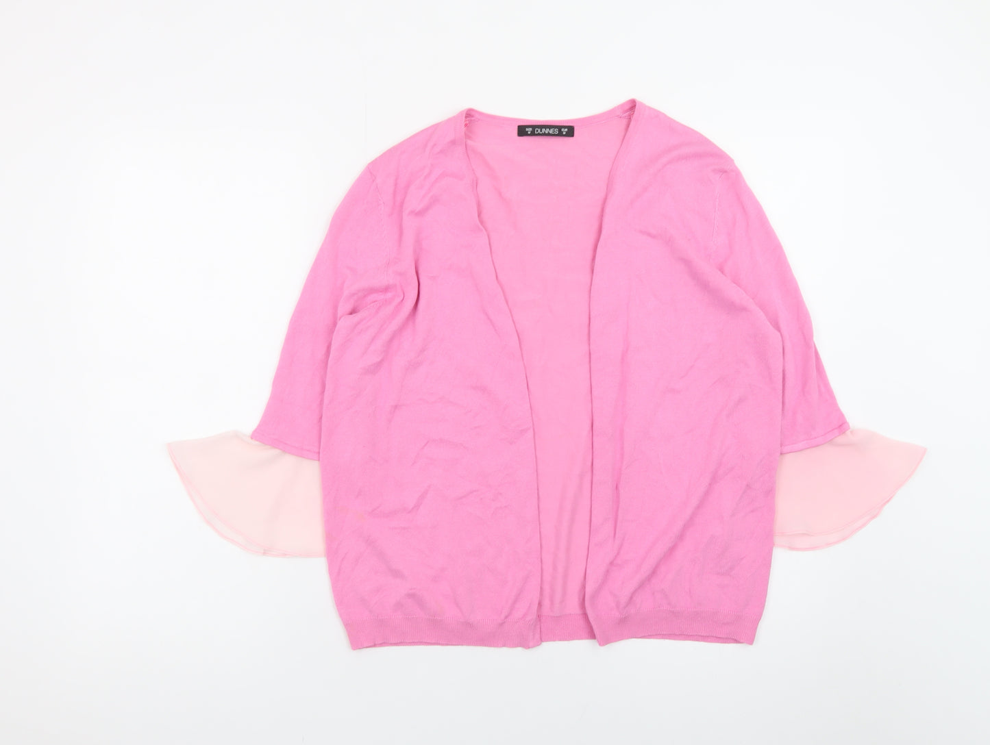 Dunnes Women’s Pink Flared Sleeve Open Knit Cardigan Size 12