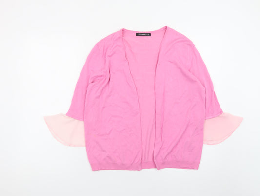 Dunnes Women’s Pink Flared Sleeve Open Knit Cardigan Size 12