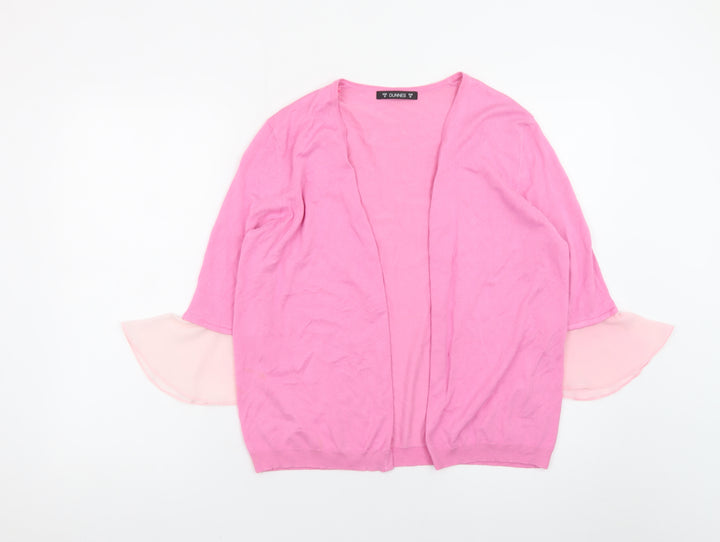 Dunnes Women’s Pink Flared Sleeve Open Knit Cardigan Size 12