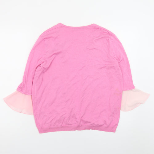 Dunnes Women’s Pink Flared Sleeve Open Knit Cardigan Size 12