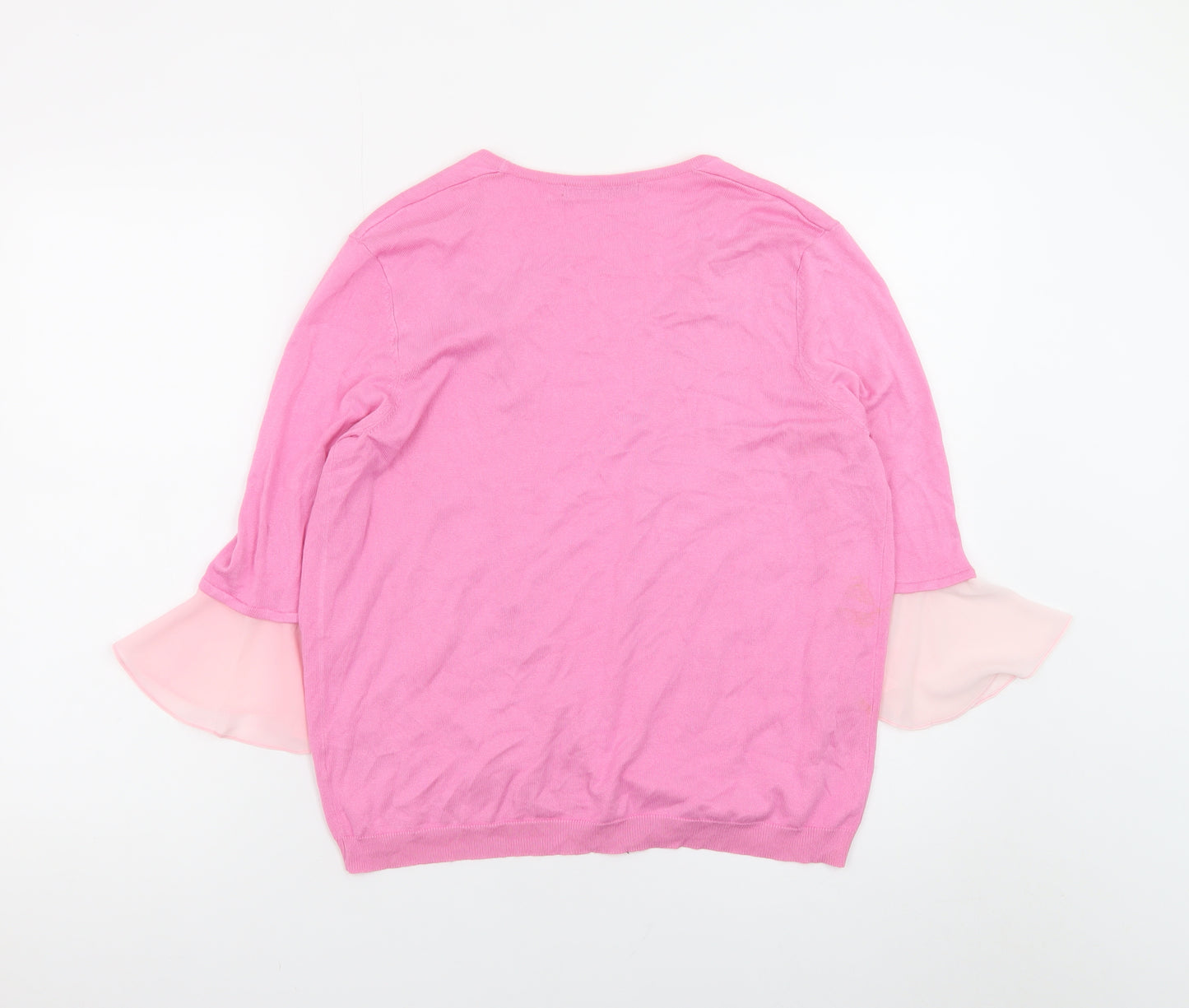 Dunnes Women’s Pink Flared Sleeve Open Knit Cardigan Size 12