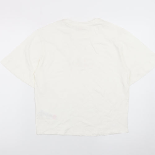 Chloé Women's Ivory Cotton Embroidered Logo T-Shirt Size 14