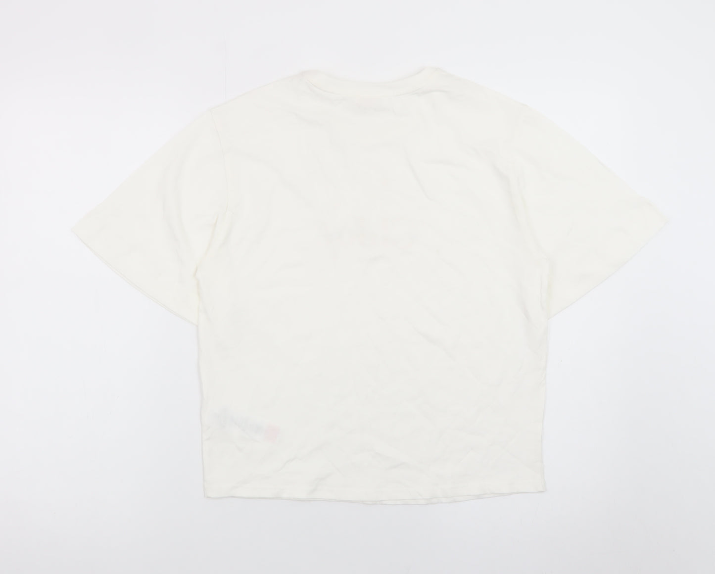 Chloé Women's Ivory Cotton Embroidered Logo T-Shirt Size 14