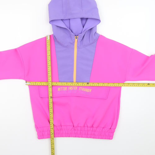 Dunnes Stores Teens Pink Purple 1/2 Zip Colourblock Hoodie Size XS