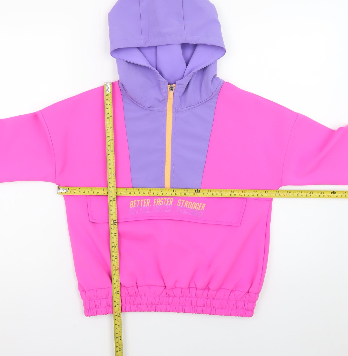 Dunnes Stores Teens Pink Purple 1/2 Zip Colourblock Hoodie Size XS