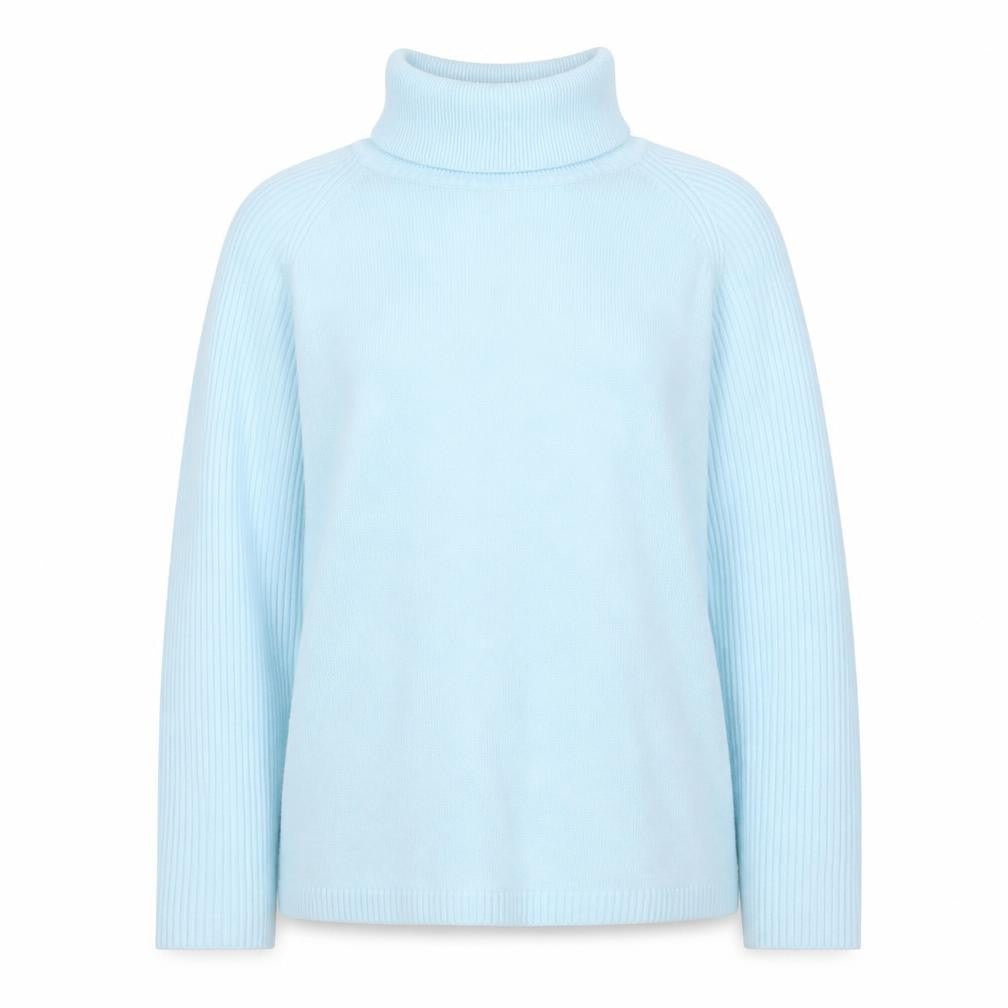 Front view of Priima Parte Women’s Blue Roll Neck Long Sleeve Jumper L
