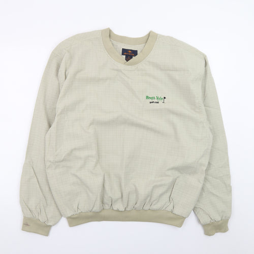 Antigua Men Beige Pullover Golf Sweatshirt M Crew Neck Sportswear