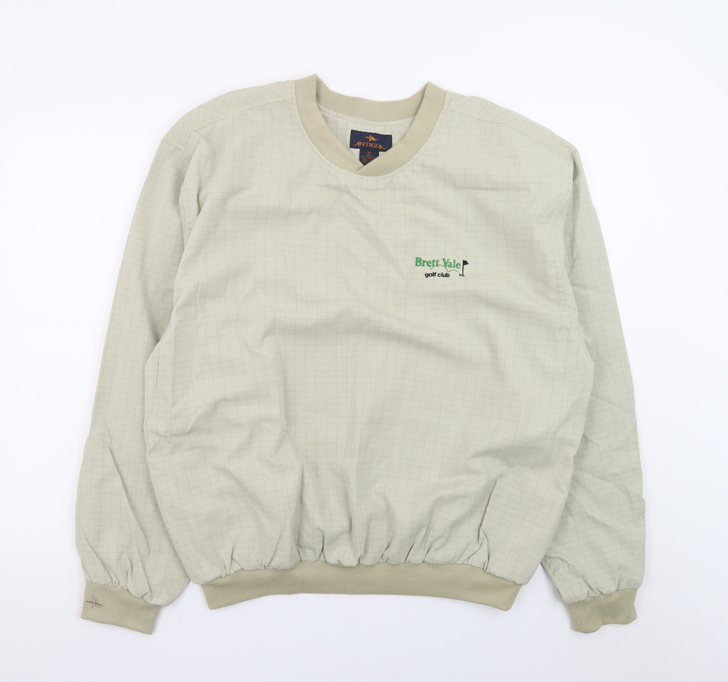 Antigua Men Beige Pullover Golf Sweatshirt M Crew Neck Sportswear