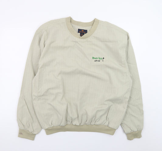 Antigua Men Beige Pullover Golf Sweatshirt M Crew Neck Sportswear