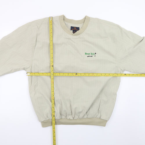 Antigua Men Beige Pullover Golf Sweatshirt M Crew Neck Sportswear