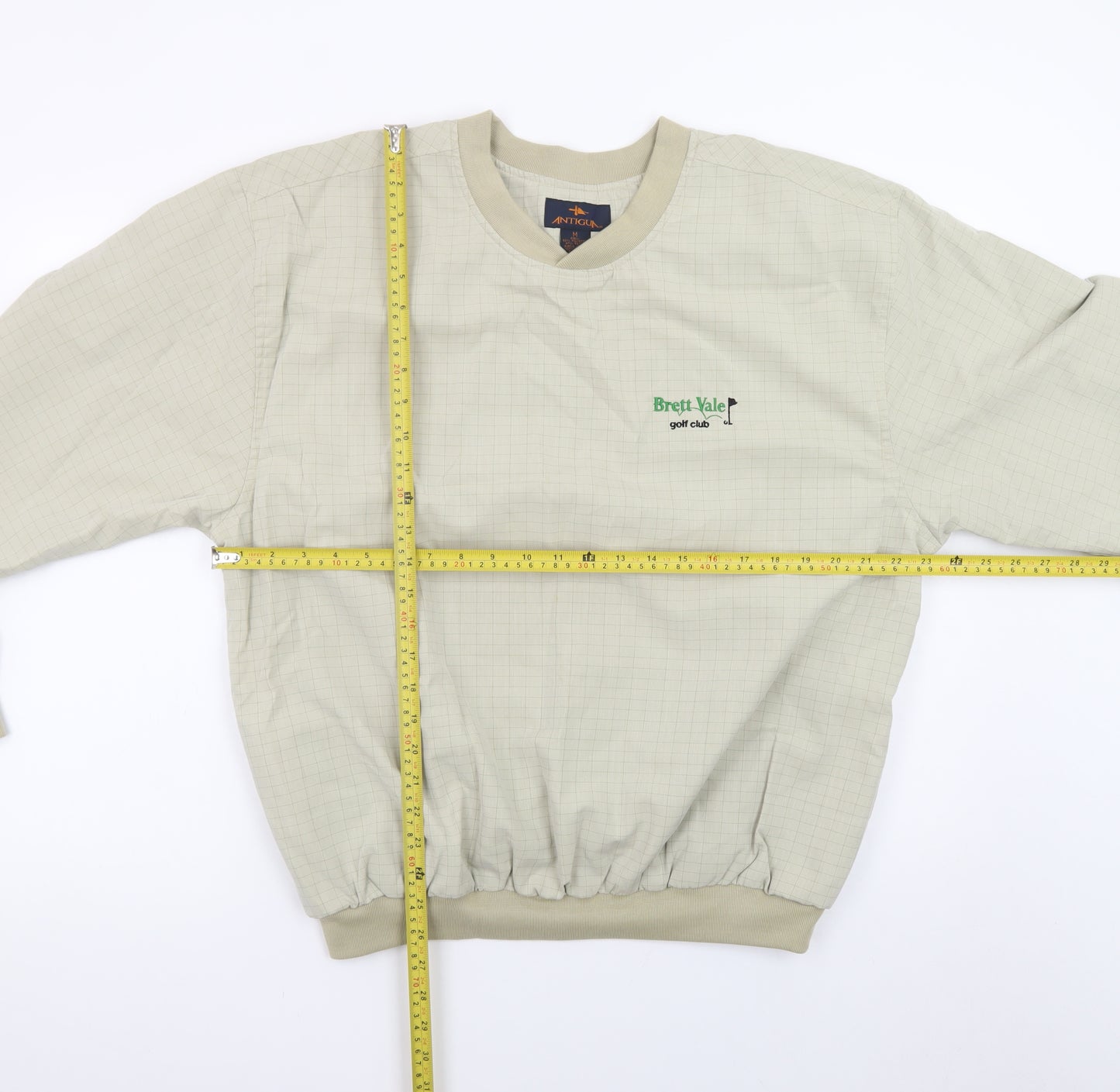 Antigua Men Beige Pullover Golf Sweatshirt M Crew Neck Sportswear