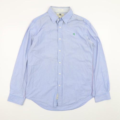 Club Room Men's Blue Striped Button-Up Long Sleeve Cotton Shirt M