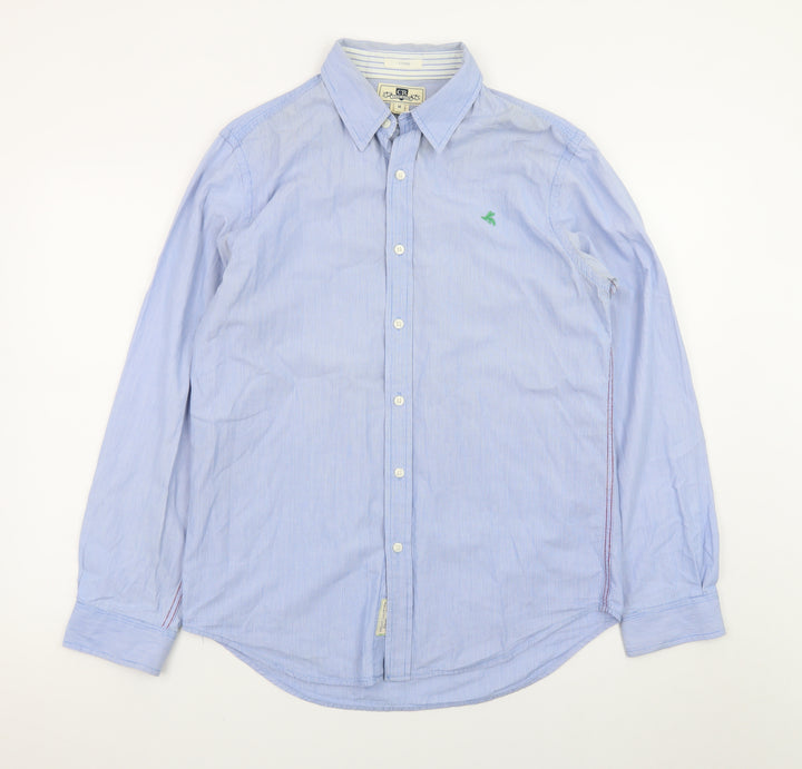 Club Room Men's Blue Striped Button-Up Long Sleeve Cotton Shirt M