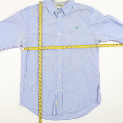 Club Room Men's Blue Striped Button-Up Long Sleeve Cotton Shirt M
