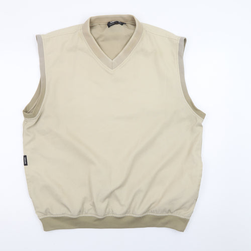 Ashworth Men's Beige Sleeveless V-Neck T-Shirt Size L Classic Fit
