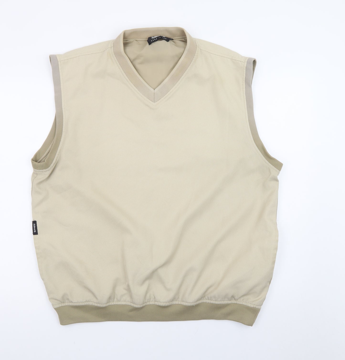 Ashworth Men's Beige Sleeveless V-Neck T-Shirt Size L Classic Fit