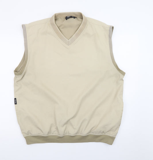 Ashworth Men's Beige Sleeveless V-Neck T-Shirt Size L Classic Fit