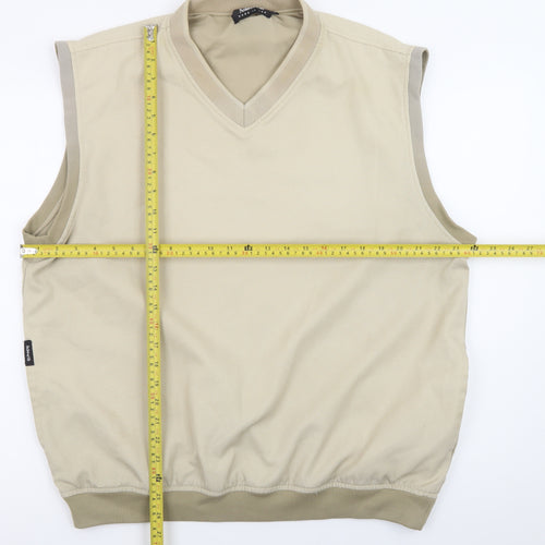 Ashworth Men's Beige Sleeveless V-Neck T-Shirt Size L Classic Fit