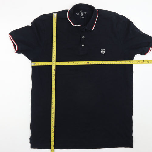 Police Men’s Navy Short Sleeve Cotton Polo Shirt XXL Classic Fit