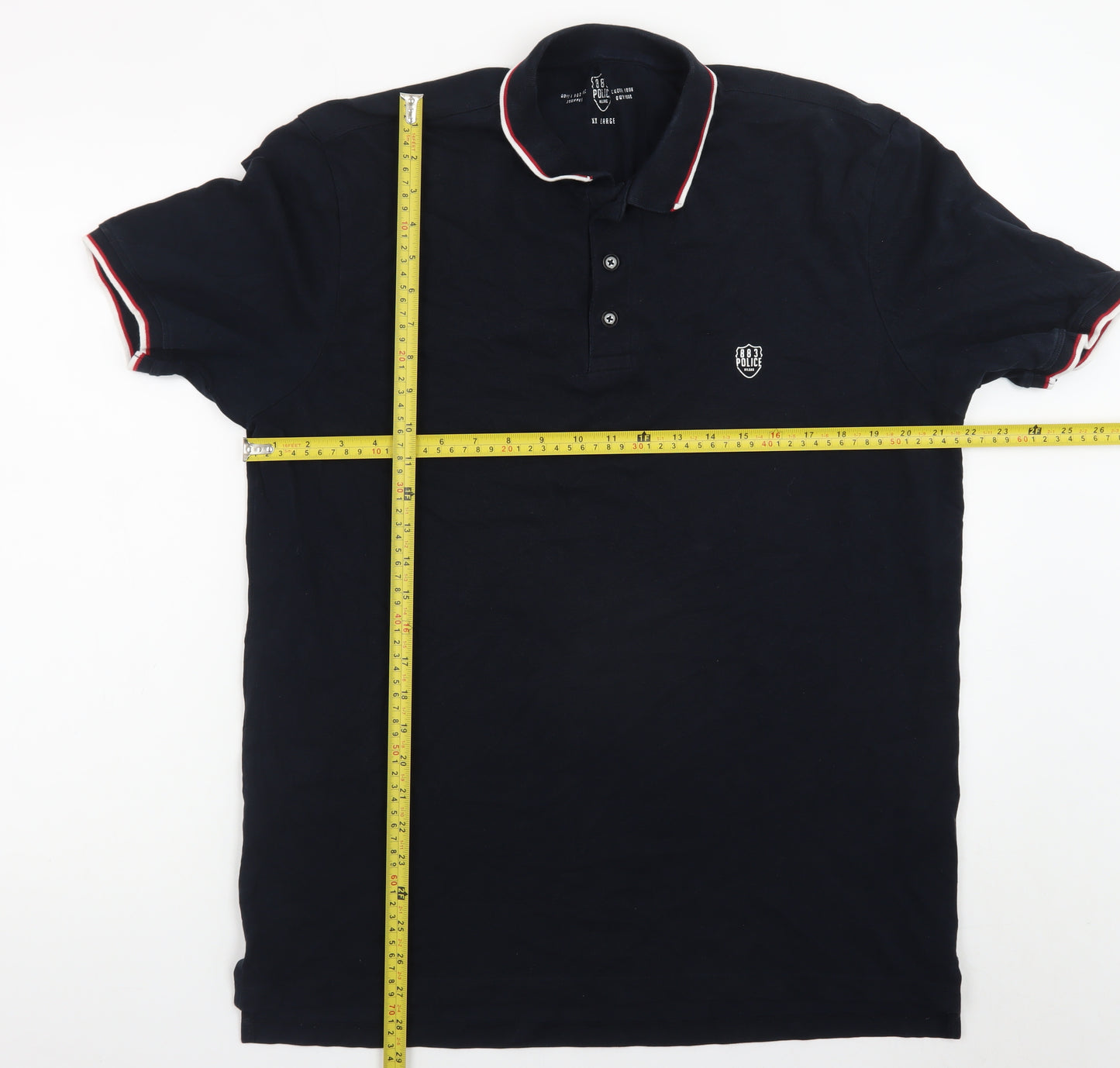 Police Men’s Navy Short Sleeve Cotton Polo Shirt XXL Classic Fit