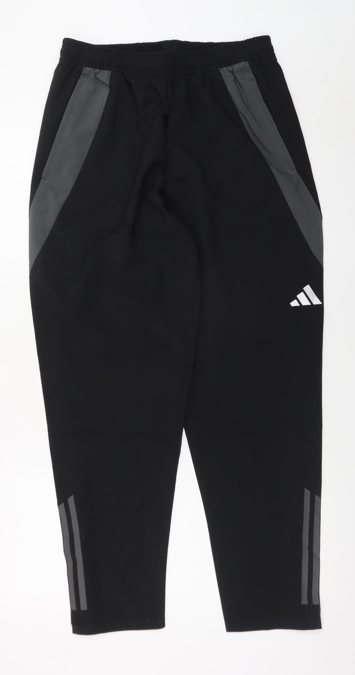 Adidas Womens Black Jogger Trousers M Regular Fit Reflective Sportswear