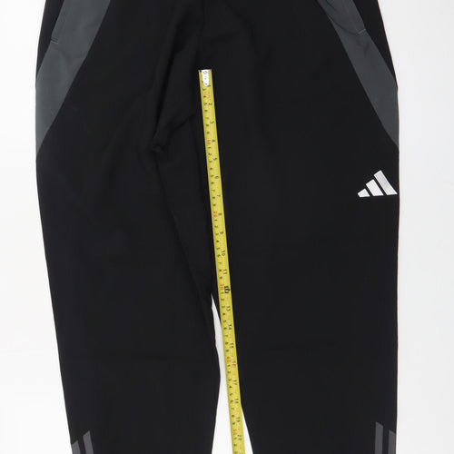 Adidas Womens Black Jogger Trousers M Regular Fit Reflective Sportswear