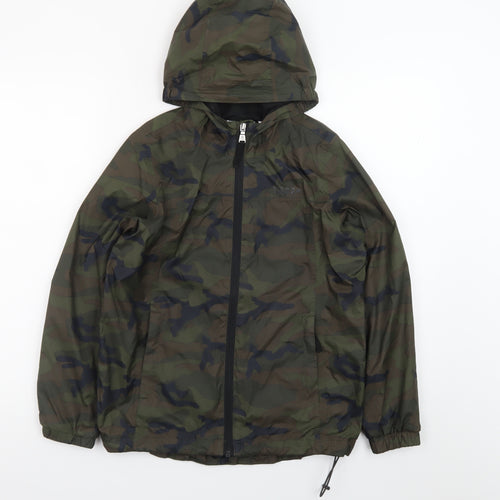 TOG24 Boys Green Camouflage Hooded Windbreaker Jacket Size 152