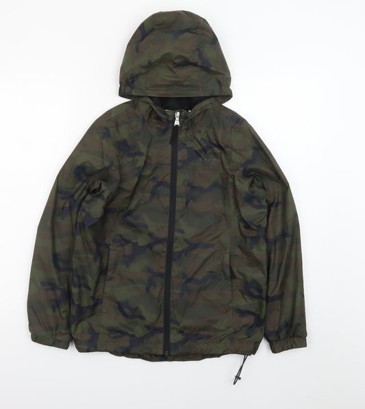 TOG24 Boys Green Camouflage Hooded Windbreaker Jacket Size 152