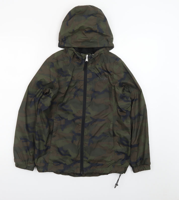 TOG24 Boys Green Camouflage Hooded Windbreaker Jacket Size 152