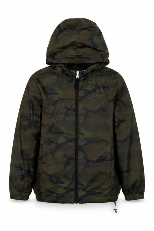 TOG24 Boys Green Camouflage Hooded Windbreaker Jacket Size 152