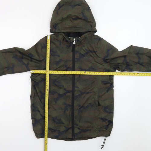 TOG24 Boys Green Camouflage Hooded Windbreaker Jacket Size 152