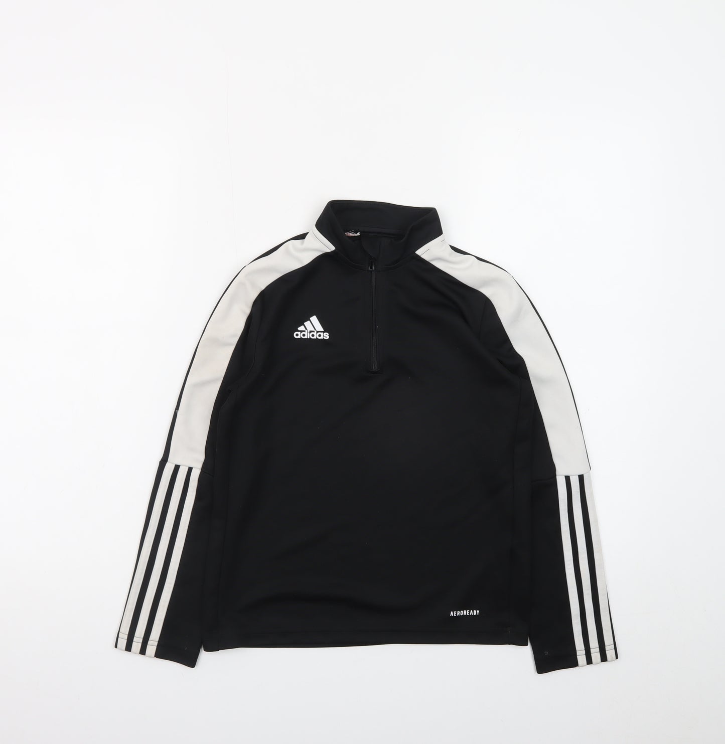 Adidas Girls Black 9-10 Years 1/4 Zip Sports Sweatshirt
