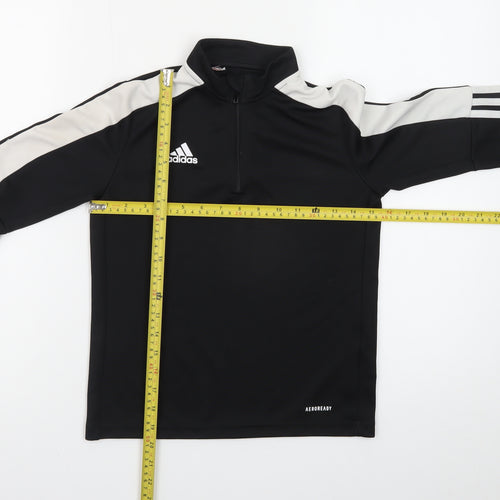 Adidas Girls Black 9-10 Years 1/4 Zip Sports Sweatshirt
